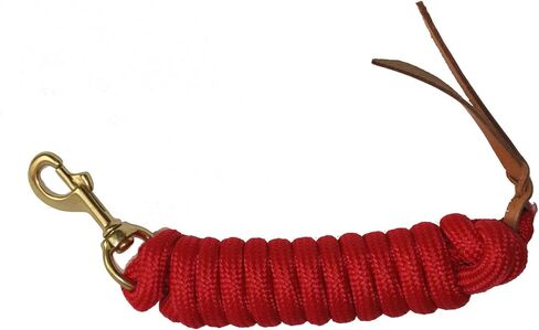 AJ Tack 9 Foot Nylon Lead Rope with Leather Popper Tan in Kuwait
