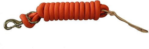 AJ Tack 9 Foot Nylon Lead Rope with Leather Popper Tan in Kuwait