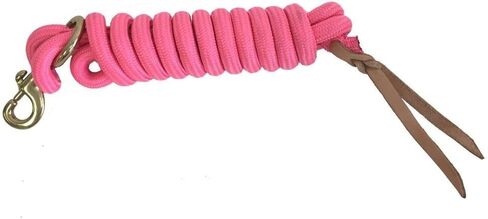 AJ Tack 9 Foot Nylon Lead Rope with Leather Popper Tan in Kuwait