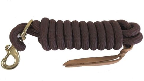 AJ Tack 9 Foot Nylon Lead Rope with Leather Popper Tan in Kuwait