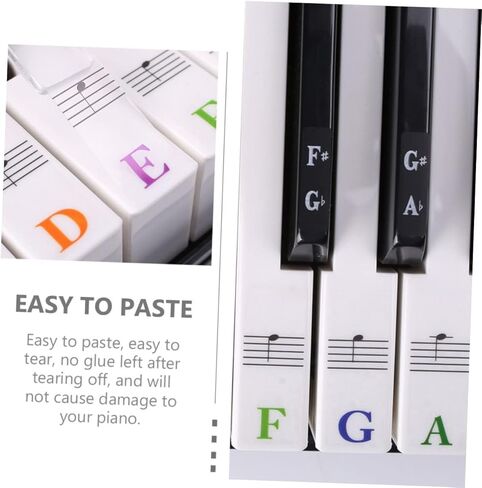 BESPORTBLE Piano Keyboard Stickers for 61/88 Keys Removable Decals Note Letters and Chord Chart for Beginners Easy to Apply Piano Accessories in Kuwait