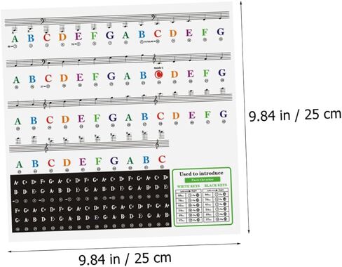 BESPORTBLE Piano Keyboard Stickers for 61/88 Keys Removable Decals Note Letters and Chord Chart for Beginners Easy to Apply Piano Accessories in Kuwait
