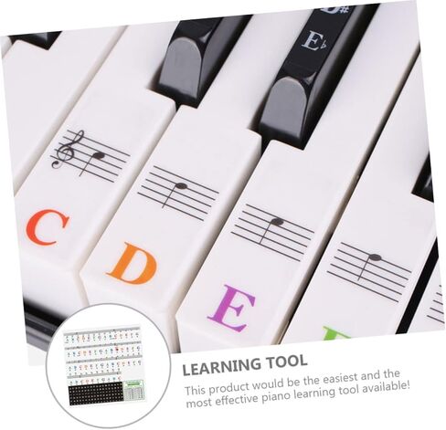 BESPORTBLE Piano Keyboard Stickers for 61/88 Keys Removable Decals Note Letters and Chord Chart for Beginners Easy to Apply Piano Accessories in Kuwait