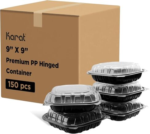 Karat Premium PP Container ، قم بإخراج حاويات الطعام - CASE (9 "x9" ، مقصورة واحدة) in Saudi Arabia