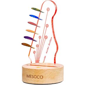 Light Up Guitar Pick Holder, Unique Electric Guitar Headstock with 7 Color-Changing LEDs, USB Powered Organizer (Holds 6 Picks) - Ideal Gift for Guitarists in Saudi Arabia