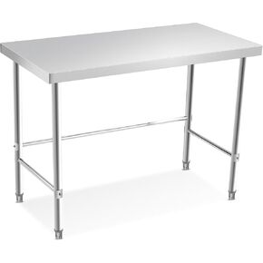 HomeEterna Stainless Steel Work Table with Heavy Duty Commercial Kitchen Prep Table, Food Grade Metal Worktable, Adjustable Casters, Open Base, Silver in Saudi Arabia