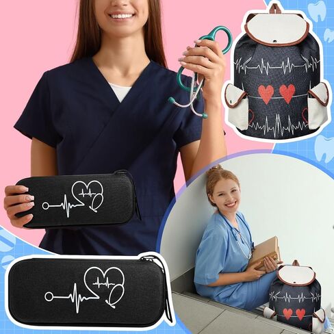 2 Pcs Nurse Backpack Bag and Stethoscope Case Nursing School Essentials Graduation Gifts 15. 4 Inch Laptop Nurse Accessories for CNA Doctor Working Travel in Saudi Arabia