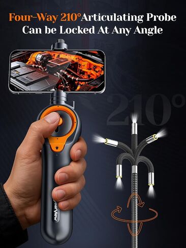 210 درجة مفصلية كاميرا Borescope - فحص الكاميرا 6 ، منظار ، منظار مع مسبار مقاوم للماء 6.2 مم IP67 ، 3x Zoom ثنائي الاتجاه مع كابلات مرنة in Saudi Arabia