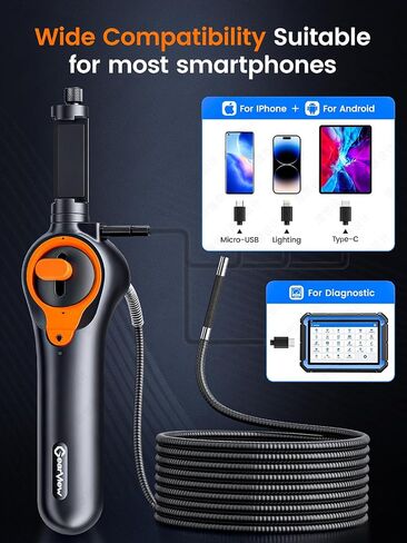 210 درجة مفصلية كاميرا Borescope - فحص الكاميرا 6 ، منظار ، منظار مع مسبار مقاوم للماء 6.2 مم IP67 ، 3x Zoom ثنائي الاتجاه مع كابلات مرنة in Saudi Arabia
