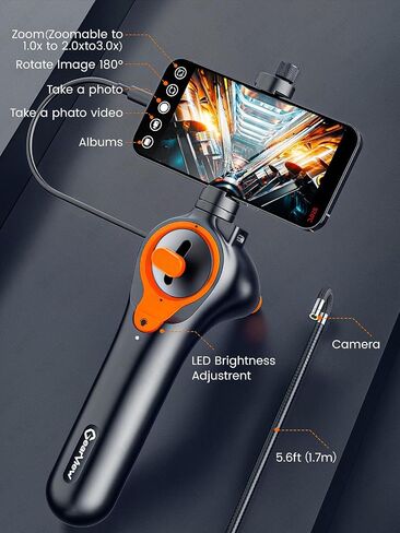 210 درجة مفصلية كاميرا Borescope - فحص الكاميرا 6 ، منظار ، منظار مع مسبار مقاوم للماء 6.2 مم IP67 ، 3x Zoom ثنائي الاتجاه مع كابلات مرنة in Saudi Arabia