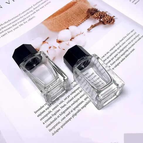 2 PCS 20mL الجرار الزجاجية الصافية حاويات قوارير الحبر القابلة لإعادة التعبئة مع أغطية بلاستيكية أسود ABS لسائل الحبر ، وجرار زجاجات المختبر in Saudi Arabia