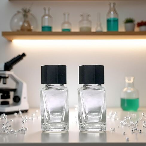 2 PCS 20mL الجرار الزجاجية الصافية حاويات قوارير الحبر القابلة لإعادة التعبئة مع أغطية بلاستيكية أسود ABS لسائل الحبر ، وجرار زجاجات المختبر in Saudi Arabia