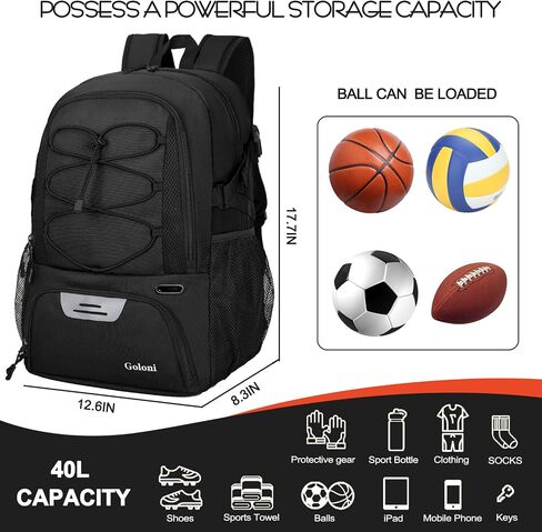 Goloni Soccer Backpack,Soccer Bag with Ball Compartment & Shoe Compartment,Sport Equipment Bags Fit Basketball Volleyball in Saudi Arabia
