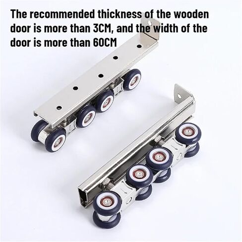 1PCS Sliding Door Roller Hanging Pulley Rail Track for Home Room Wood Door 4/8 Hanging Wheels Rail Track(4 Wheels) in Saudi Arabia
