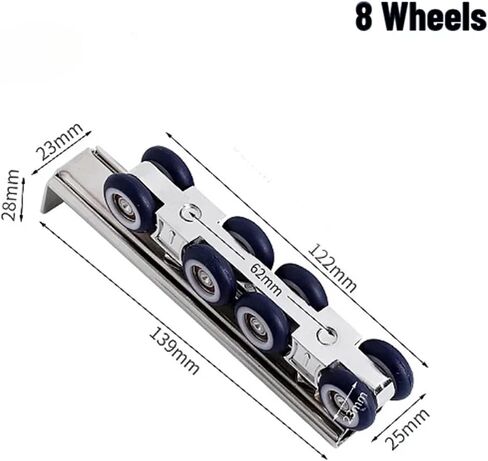 1PCS Sliding Door Roller Hanging Pulley Rail Track for Home Room Wood Door 4/8 Hanging Wheels Rail Track(4 Wheels) in Saudi Arabia