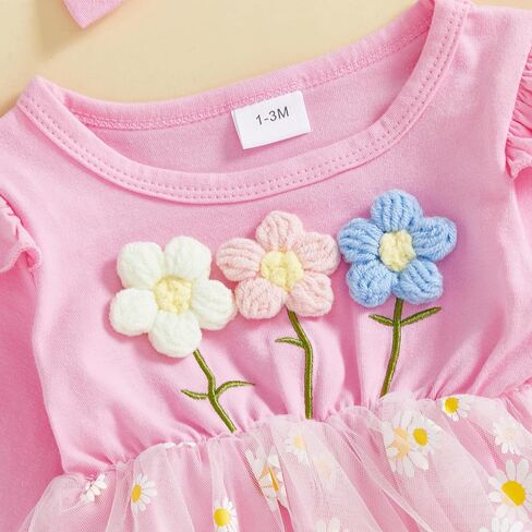 Newborn 3 6 9 12 18Months Baby Girl Romper Floral Daisy Tulle Lace Onesie Backless Bodysuit Infant Girl Summer Clothes in Kuwait