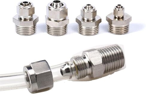 الموصل الهوائي محول المسمار السريع النحاس النيكل الطلاء PC6 8 10mm تويست تويست مفصل الخيط الذكور 1/8 1/4 خرطوم fiittings (10-04) in Saudi Arabia