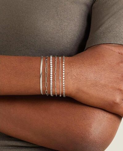 DEARMAY Dainty Silver Bracelets for Women Trendy, 925 Sterling Silver Jewelry Set for Women Bracelets for Women Paperclip Box Herringbone Figaro Rope Chain Bracelet Fashion Pack Gifts for Women Girls in Kuwait