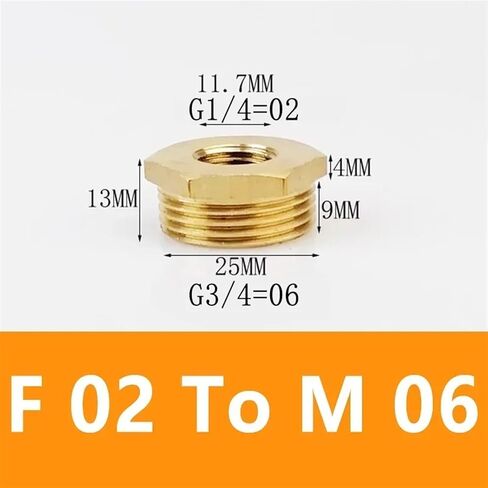 Brass Hex Bushing Reducer Pipe Fitting F To M Threaded 1/8 1/4 3/8 1/2 3/4 Reducing Copper Water Gas Adapter Coupler Connector(F 03 To M 06) in Saudi Arabia