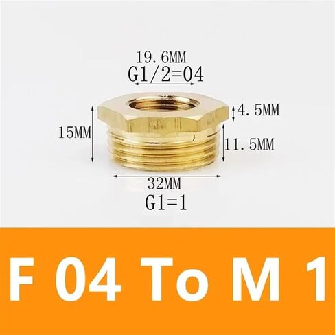 Brass Hex Bushing Reducer Pipe Fitting F To M Threaded 1/8 1/4 3/8 1/2 3/4 Reducing Copper Water Gas Adapter Coupler Connector(F 03 To M 06) in Saudi Arabia