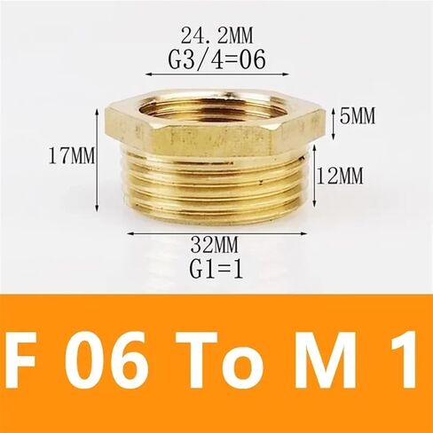 Brass Hex Bushing Reducer Pipe Fitting F To M Threaded 1/8 1/4 3/8 1/2 3/4 Reducing Copper Water Gas Adapter Coupler Connector(F 03 To M 06) in Saudi Arabia