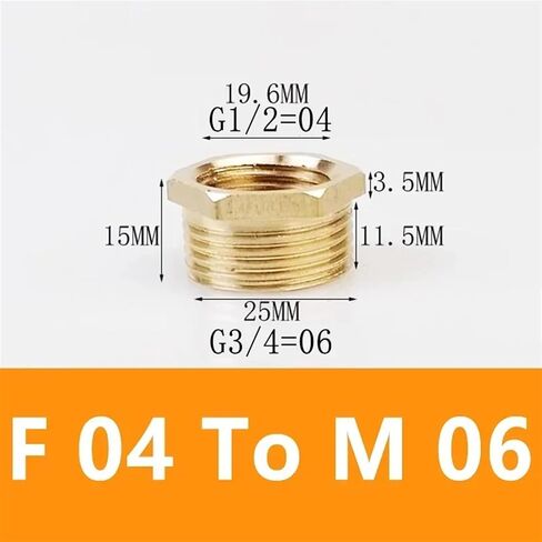 Brass Hex Bushing Reducer Pipe Fitting F To M Threaded 1/8 1/4 3/8 1/2 3/4 Reducing Copper Water Gas Adapter Coupler Connector(F 03 To M 06) in Saudi Arabia