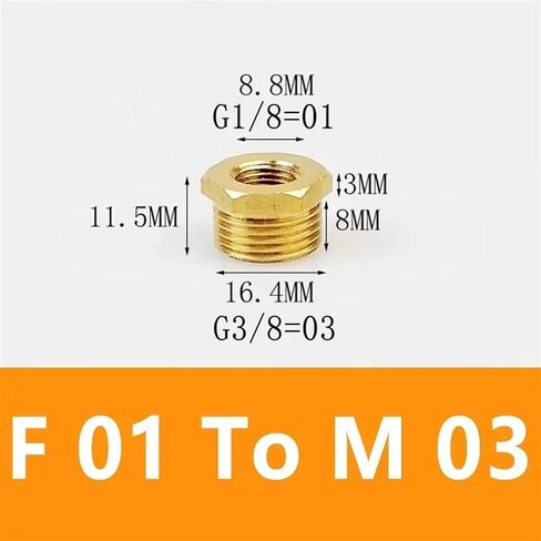 Brass Hex Bushing Reducer Pipe Fitting F To M Threaded 1/8 1/4 3/8 1/2 3/4 Reducing Copper Water Gas Adapter Coupler Connector(F 03 To M 06) in Saudi Arabia
