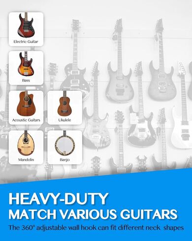 STRICH Guitar Wall Mount Hangers 2 Pack, Multi Angle Adjustable Metal Guitar Hooks Holder for Instruments Display Set (Only 2 Hooks), SMH-02A in Saudi Arabia