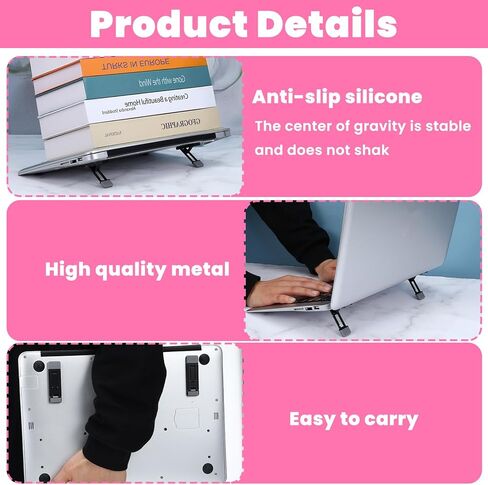 لوحة المفاتيح المحمولة للمكتب ، 2pcs mini قابلة للطي يقف ثلاثة زاوية الإمالة قابلة للتعديل لائحة الحاسوب غير المرئية أقدام لوحة مفاتيح لمعظم لوحات المفاتيح (الفضة) in Kuwait