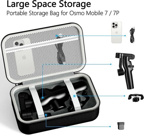 Osmo Mobile 7P Carry Case – Portable Hard Shell Travel Storage Bag for DJI Osmo Mobile 7/7P Gimbal Stabilizer & Accessories (Grey) in Saudi Arabia