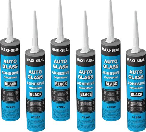 Maxi-Seal Black Polyurethane Windshield Adhesive with Fast Curing Non-sag Formula - 10.5oz Tube + ﻿Applicator Tip﻿ - High Bond Strength Window Sealant - Weather Resistant Auto Glass Adhesive (12 Pack) in Saudi Arabia