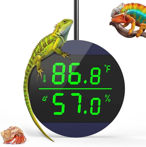 QZQ Reptile Thermometer and Humidity Gauge, Digital Display, Blue in Kuwait