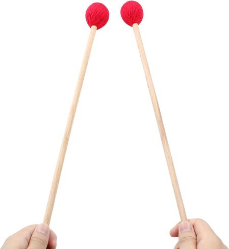 Piutouyar 1 زوج MARIMBA MALLETS الإيقاع ، متوسطة حمراء صلبة ، لوحة مفاتيح لوحة مفاتيح MARIMBA MALLETS عصي الطبل مع مقابض الخشب in Kuwait