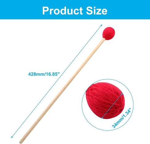 Piutouyar 1 زوج MARIMBA MALLETS الإيقاع ، متوسطة حمراء صلبة ، لوحة مفاتيح لوحة مفاتيح MARIMBA MALLETS عصي الطبل مع مقابض الخشب in Kuwait