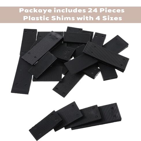 24pcs الحشوات البلاستيكية ، وسادات مستويات الأثاث متعددة الأغراض ، وحشوات بلاستيكية قابلة للتكديس قابلة للتكديس للتسوية ، والأوتاد غير المنزلق على الأبواب للنوافذ (أسود) in Saudi Arabia