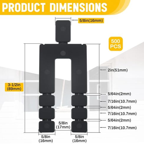 2500 Pcs 1/16" x 3-1/2" Stack Shims Bulk Stackable Black Shims for Windows & Doors in Kuwait