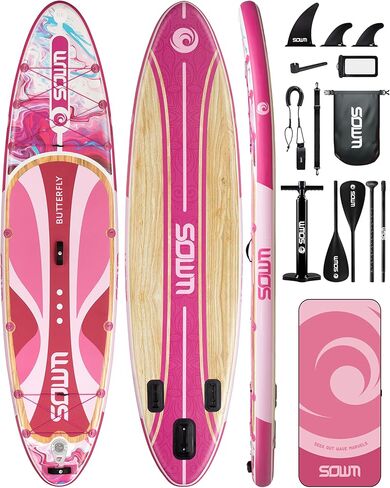 ألواح مجداف قابلة للنفخ 11'x33 '' ، قفا SUP Paddle Board قابلة للنفخ للشباب البالغين ، extre wide وغير انزلاق SUP من جميع مستويات المهارة in Kuwait