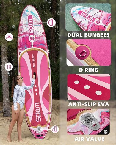 ألواح مجداف قابلة للنفخ 11'x33 '' ، قفا SUP Paddle Board قابلة للنفخ للشباب البالغين ، extre wide وغير انزلاق SUP من جميع مستويات المهارة in Kuwait