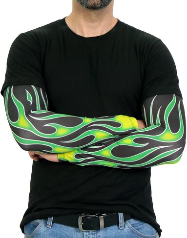 جلود ساخنة ARM1006 Flames Green Arm Sleeve in Saudi Arabia