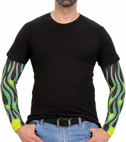 جلود ساخنة ARM1006 Flames Green Arm Sleeve in Saudi Arabia