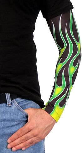 جلود ساخنة ARM1006 Flames Green Arm Sleeve in Saudi Arabia