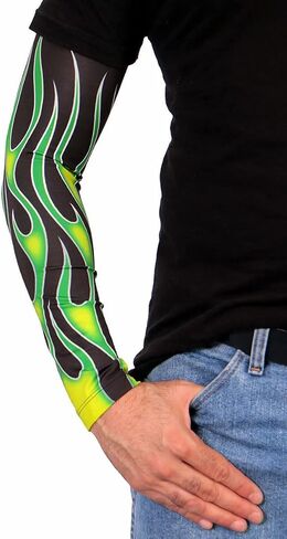 جلود ساخنة ARM1006 Flames Green Arm Sleeve in Saudi Arabia