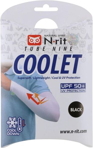 N-rit [Coolet] Tube 9 Indoor/Outdoor Golf Cycling Fishing Sun Protection Arm Cooling Sleeve-1 Pair Black in Saudi Arabia