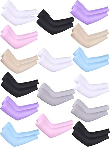 Bememo 16 Pairs Arm Sleeves for Men Women UV Protection Cooling Arm Sleeves Tattoo Sleeve Covers for Arms(Multicolor, Knitted Ice Silk) in Saudi Arabia