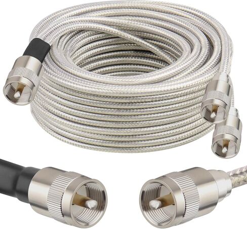 Dual CB Antenna Coax Cable 18FT,Low Loss RG8X Stranded Core Co-Phase CB Coax Cable with（3） PL-259 Connectors - 18 Foot in Saudi Arabia