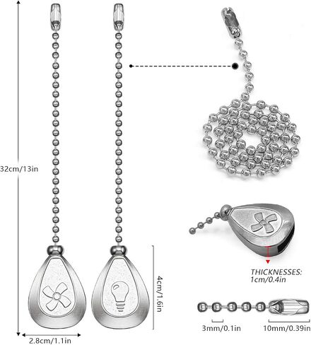 Bronze Ceiling Fan Pull Chain Set, Decorative Pull Chain Pendant Extension, 12 Inches Lighting & Fan Beaded Ball Fan Pull Chain Extender with Connector (2 Pack) in Kuwait