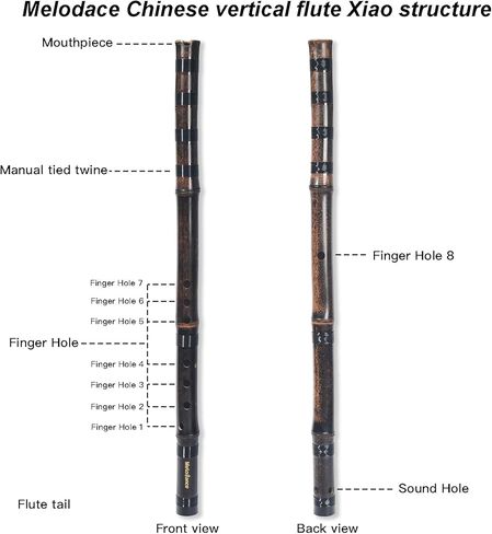 Professional Chinese Vertical Flute Xiao - G Key, Black Bamboo with U Mouthpiece - Handmade Traditional Flute for Beginners & Performers - Rich Sound & Durable traditional Chinese Musical Instrument in Saudi Arabia