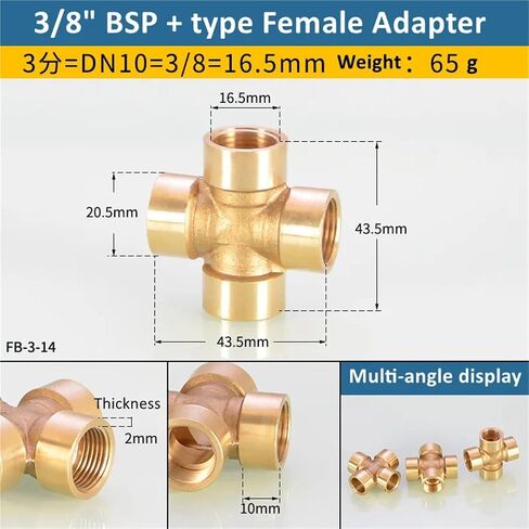 1/8 1/4 1/2 3/4 TEET TEE TEE/Cross/Square Type تقليل النحاس 1PCS (3L8 مربع 4 WAY) in Saudi Arabia