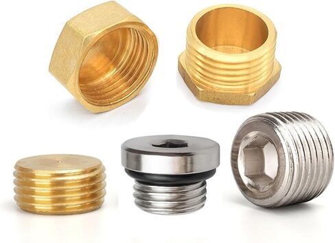 Copper 1/4" 1/2" Male Thread Brass Pipe Hex Head End Cap Fitting Coupler Connector Adapter 1Pcs(Female Plug,1/4") in Saudi Arabia