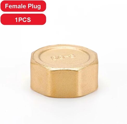 Copper 1/4" 1/2" Male Thread Brass Pipe Hex Head End Cap Fitting Coupler Connector Adapter 1Pcs(Female Plug,1/4") in Saudi Arabia